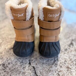 Cat & Jack Tan and Black Kids' Winter Boots